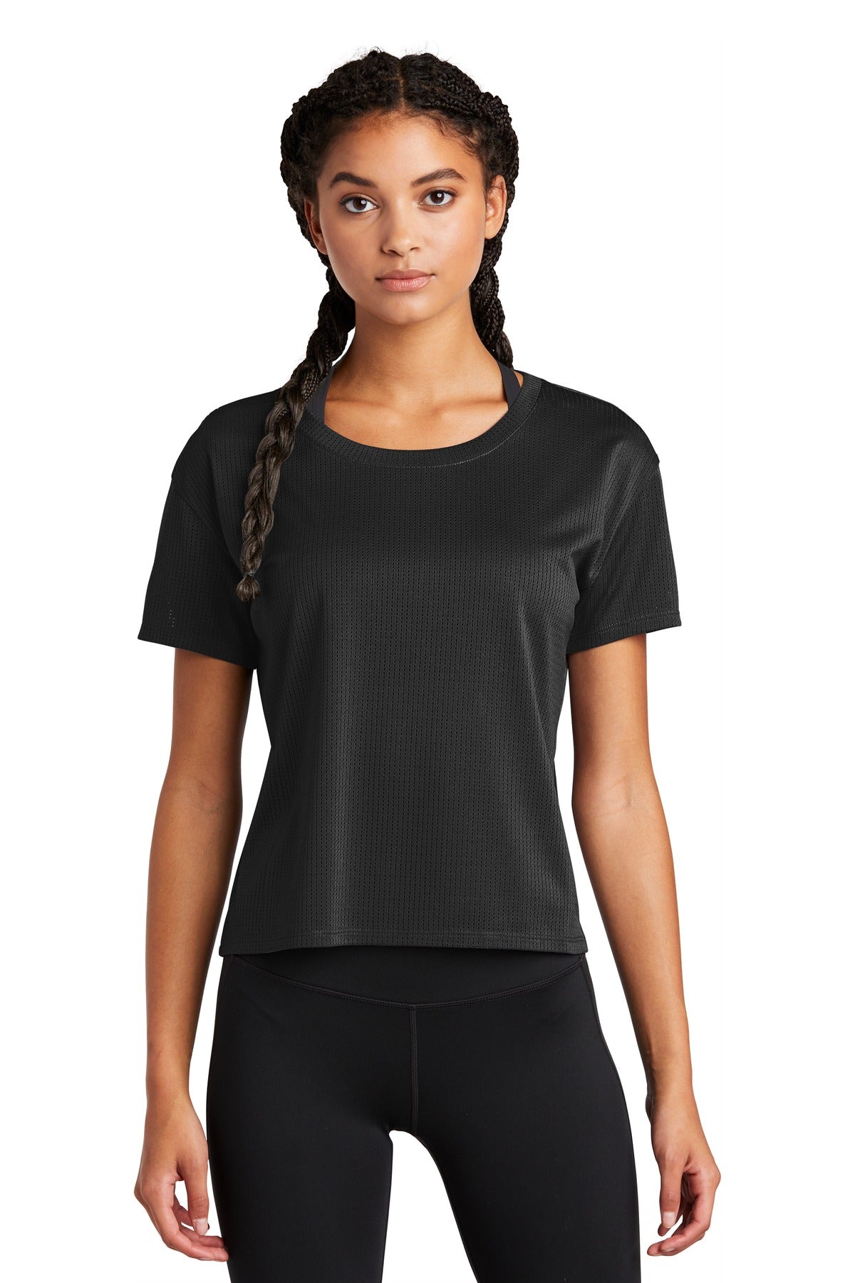 Sport-Tek  Women's PosiCharge  Draft Crop Tee. LST411 Black