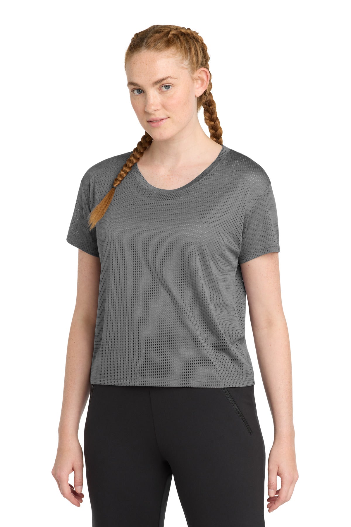 Sport-Tek Women's PosiCharge Draft Crop Tee LST411 Dark Grey