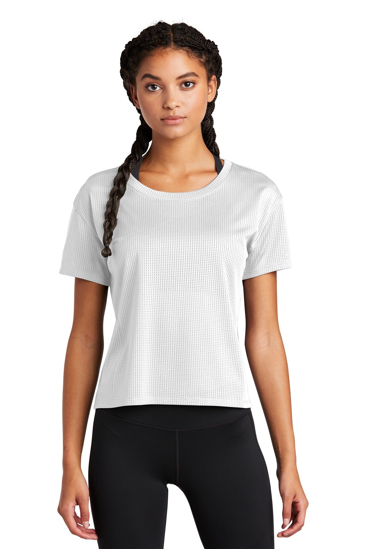 Sport-Tek  Women's PosiCharge  Draft Crop Tee. LST411 White