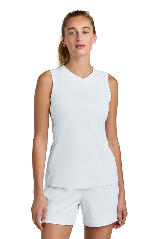 Sport-Tek Women's Club Sleeveless V-Neck LST441 White/ White