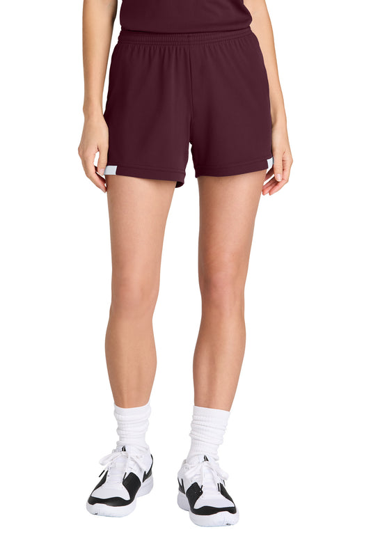 Sport-Tek Women's Club 5 Short LST442 Maroon/ White