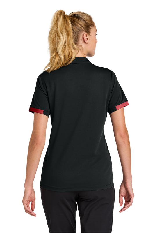 Sport-Tek Women's Club Colorblock Polo LST444 Black/ Deep Red