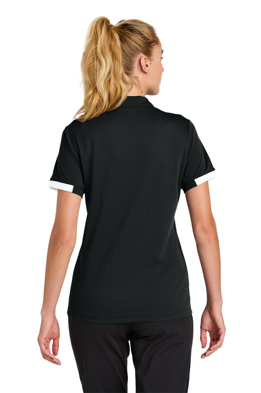 Sport-Tek Women's Club Colorblock Polo LST444 Black/ White