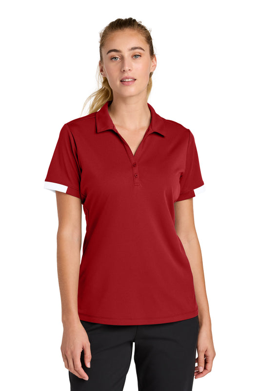 Sport-Tek Women's Club Colorblock Polo LST444 Deep Red/ White
