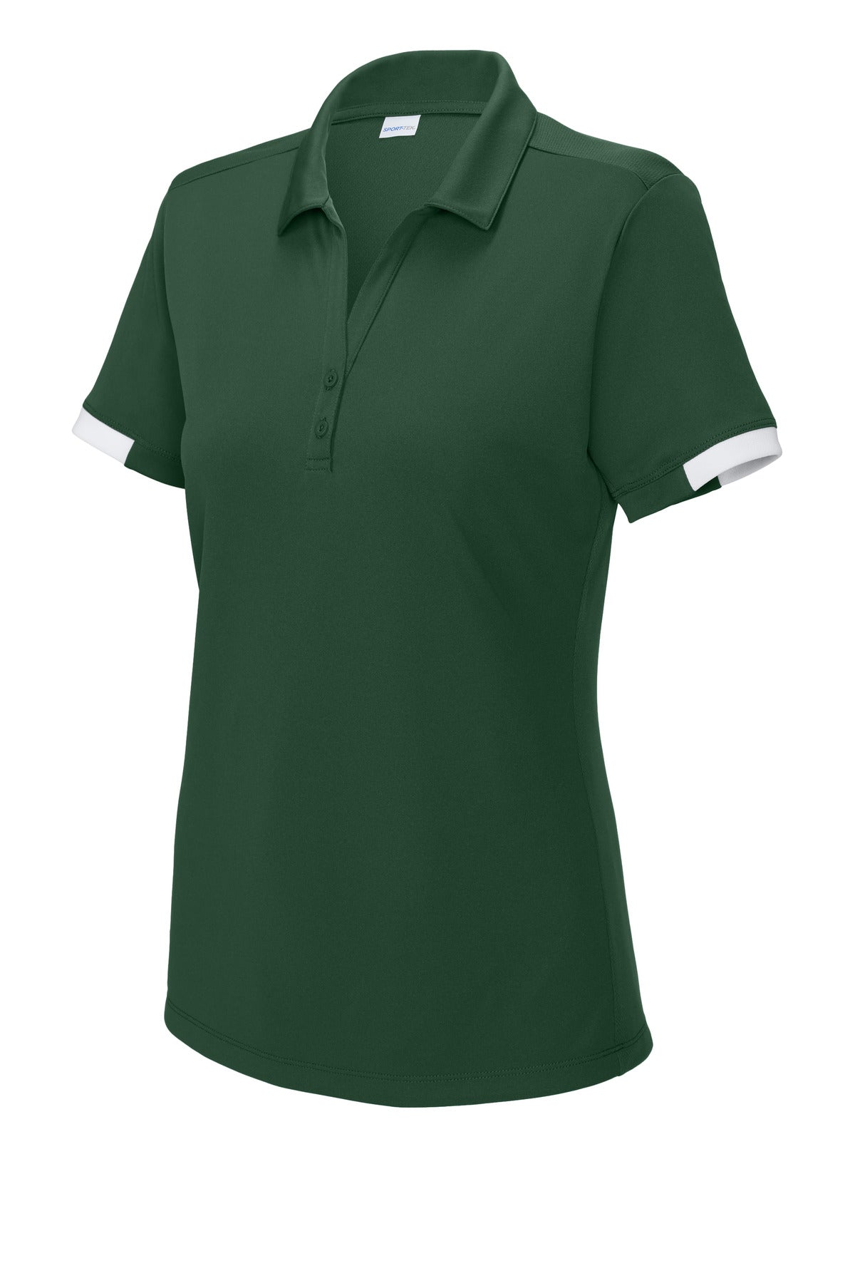 Sport-Tek Women's Club Colorblock Polo LST444 Forest Green/ White