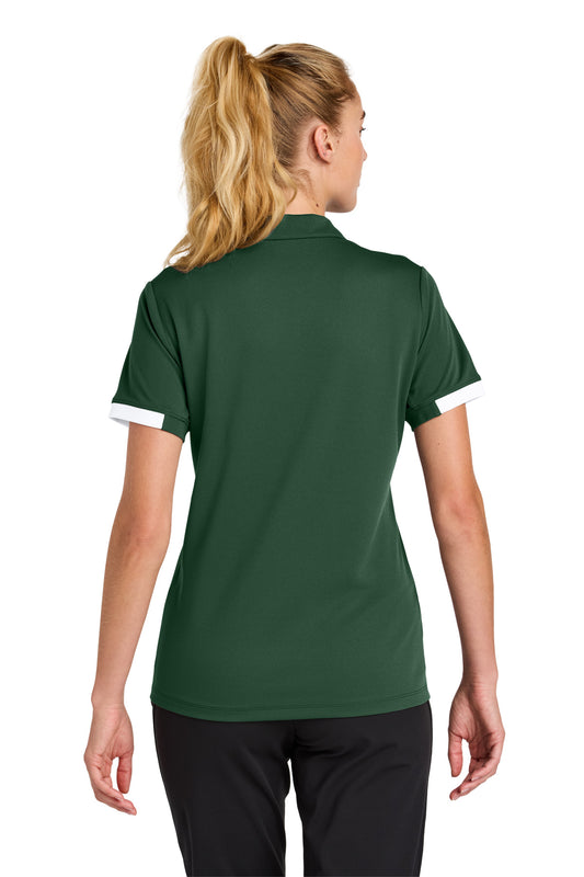 Sport-Tek Women's Club Colorblock Polo LST444 Forest Green/ White