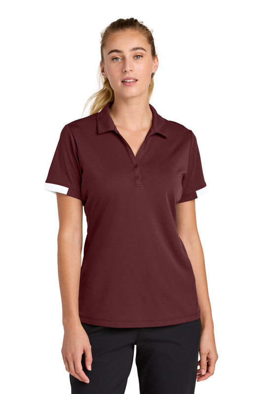 Sport-Tek Women's Club Colorblock Polo LST444 Maroon/ White
