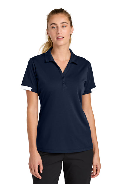 Sport-Tek Women's Club Colorblock Polo LST444 True Navy/ White