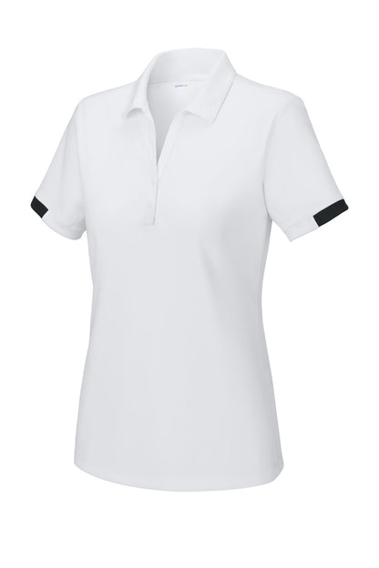 Sport-Tek Women's Club Colorblock Polo LST444 White/ Black