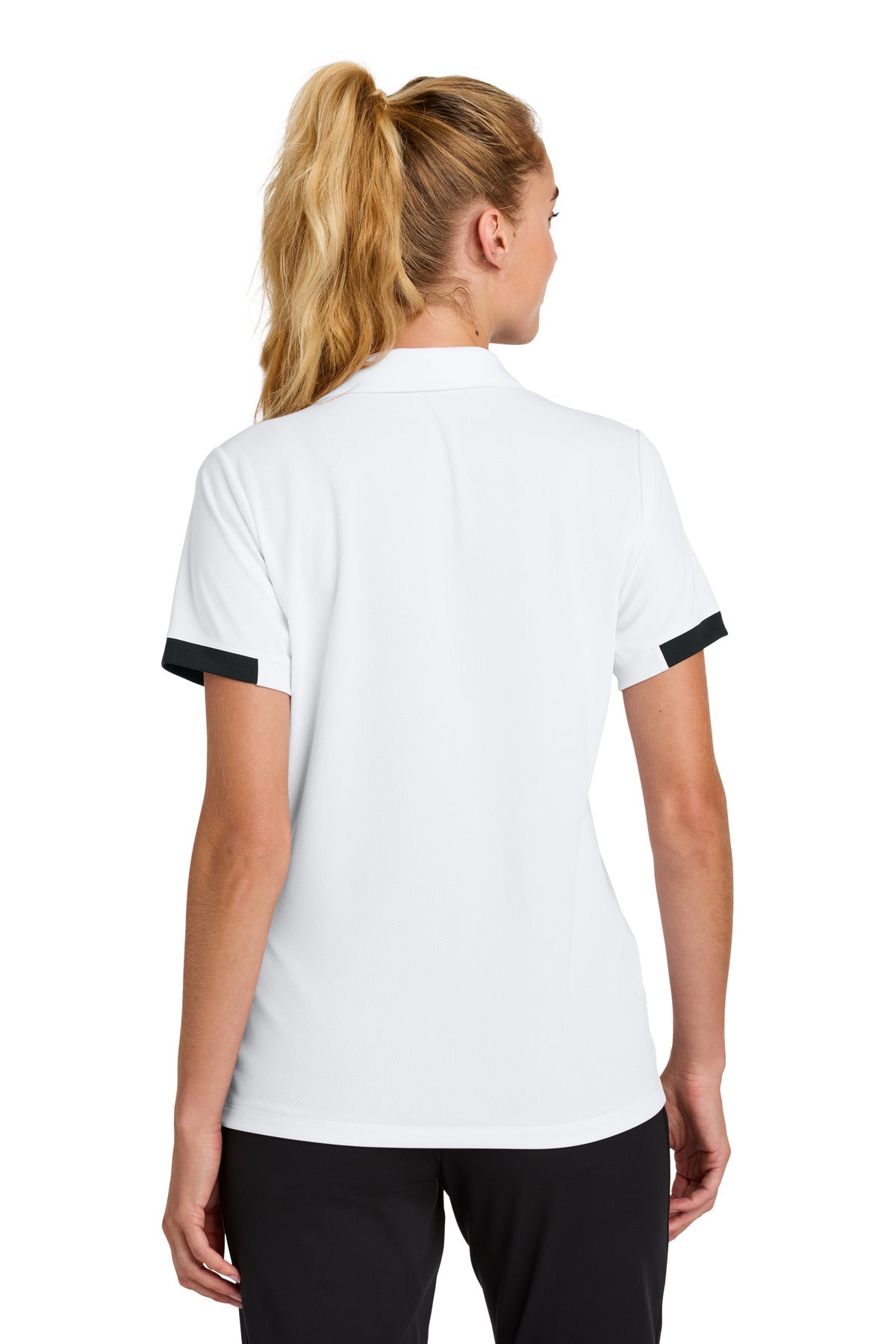 Sport-Tek Women's Club Colorblock Polo LST444 White/ Black
