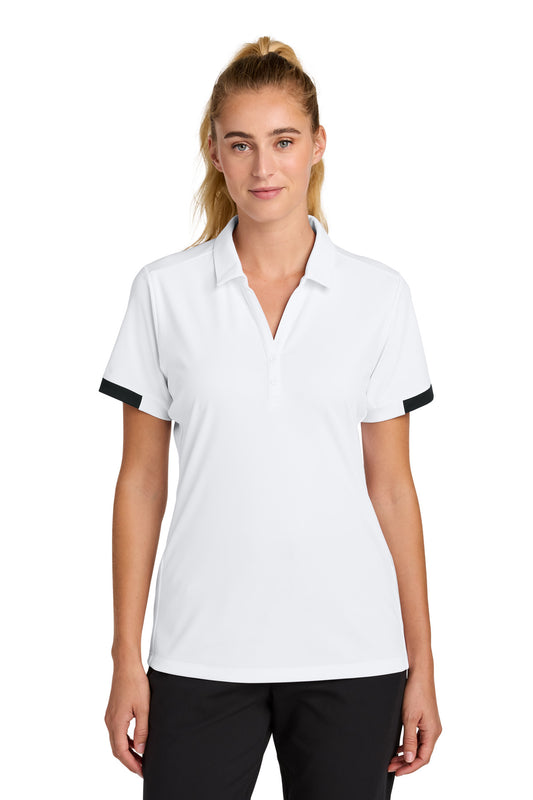Sport-Tek Women's Club Colorblock Polo LST444 White/ Black