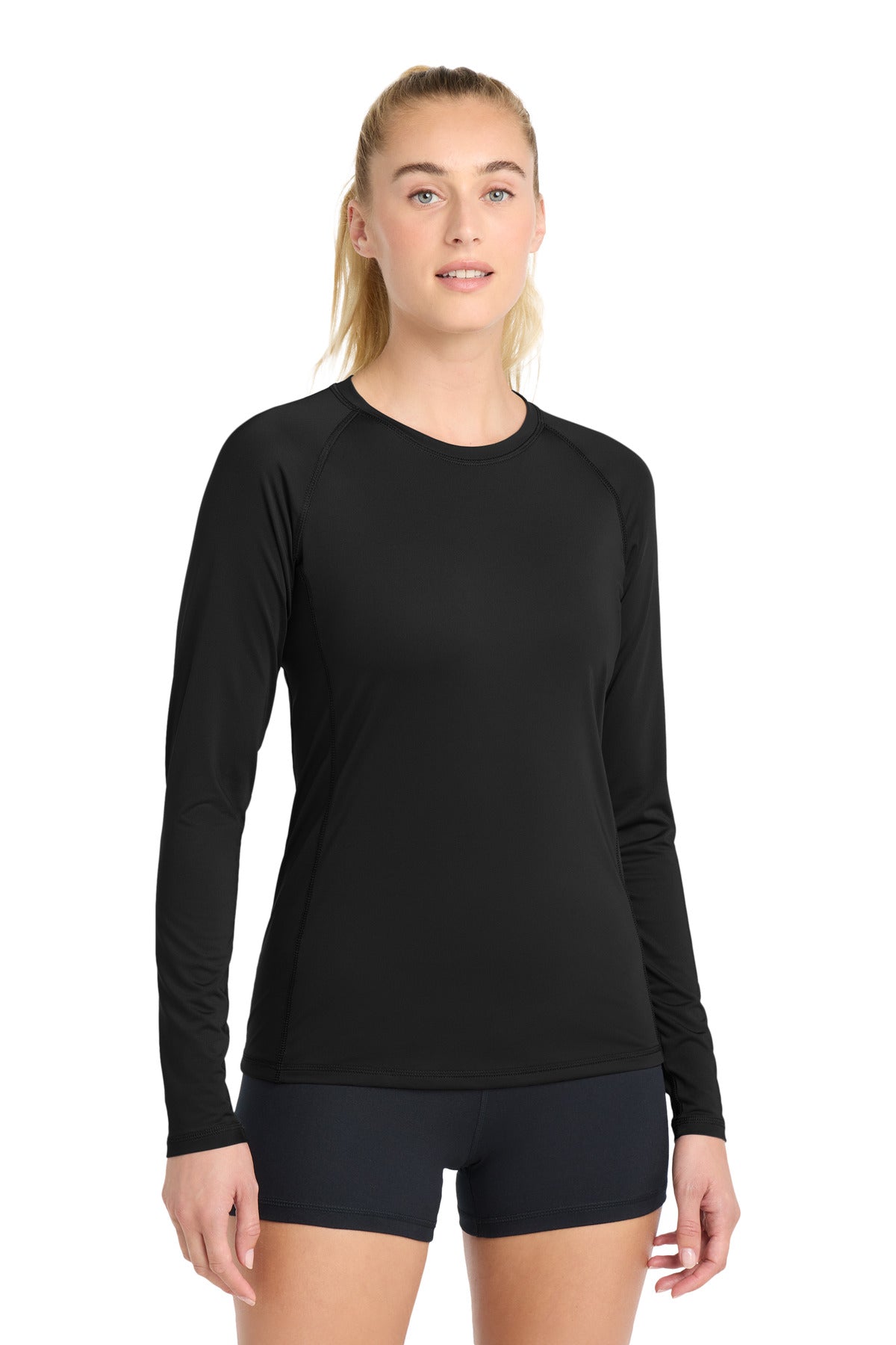 Sport-Tek Women's Long Sleeve Rashguard Tee LST470LS Black