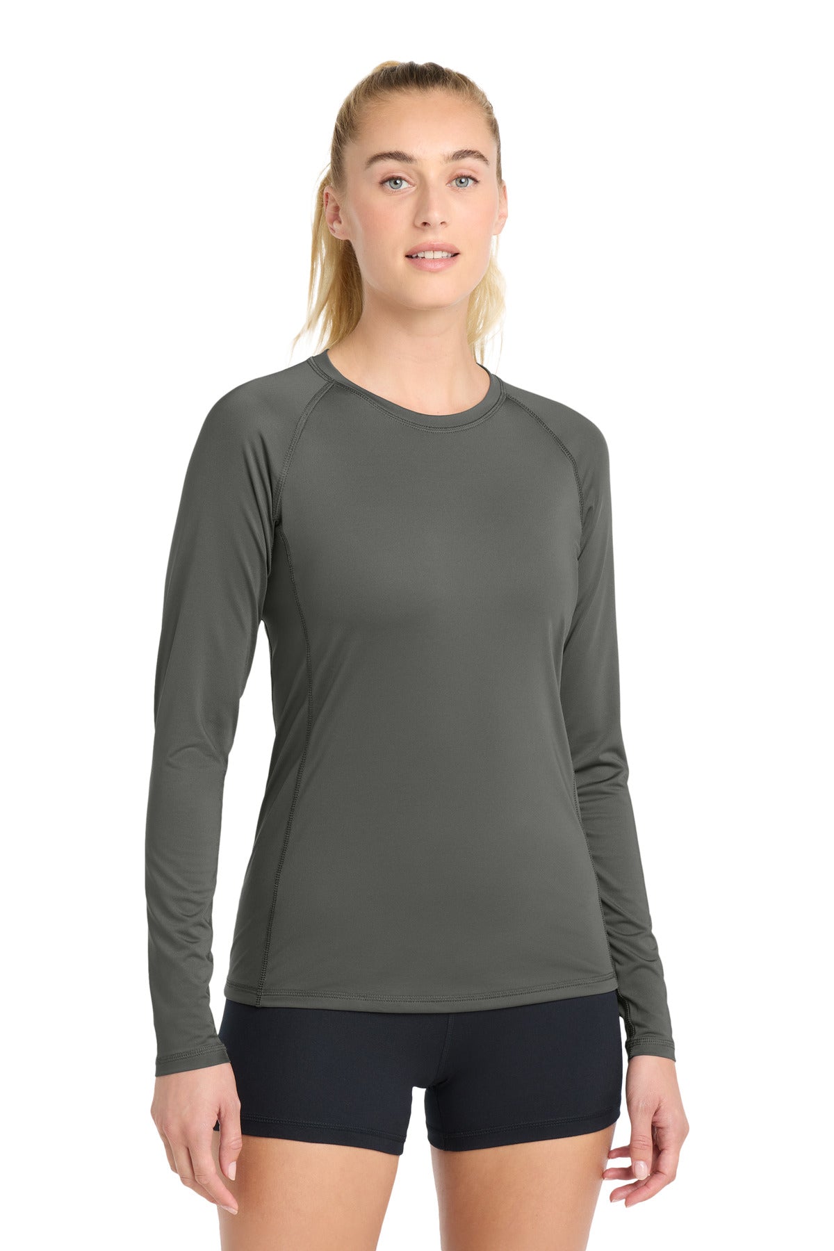 Sport-Tek Women's Long Sleeve Rashguard Tee LST470LS Dark Smoke Grey