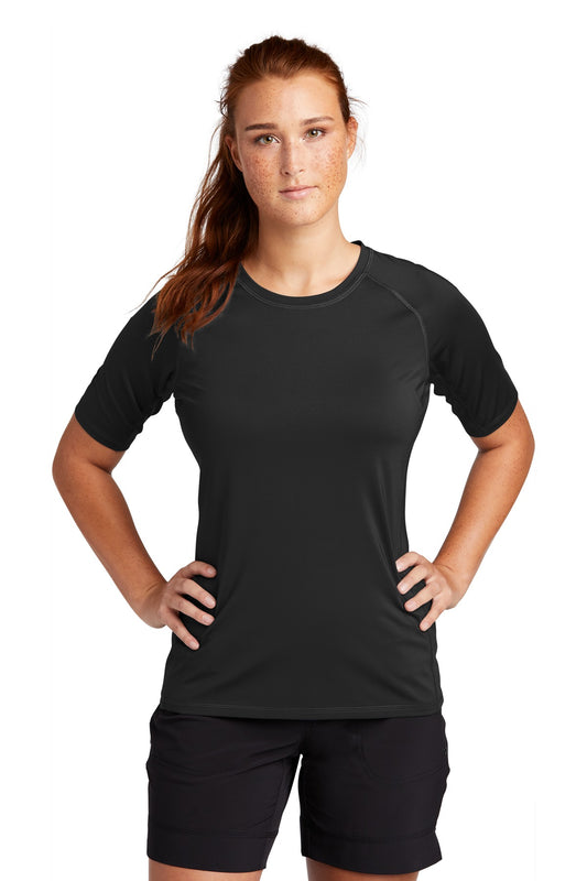 Sport-Tek  Women's Rashguard Tee. LST470 Black