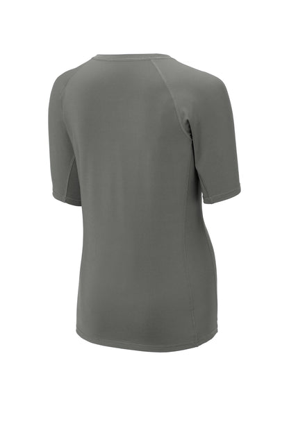 Sport-Tek  Women's Rashguard Tee. LST470 Dark Smoke Grey
