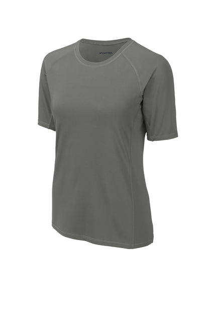 Sport-Tek  Women's Rashguard Tee. LST470 Dark Smoke Grey