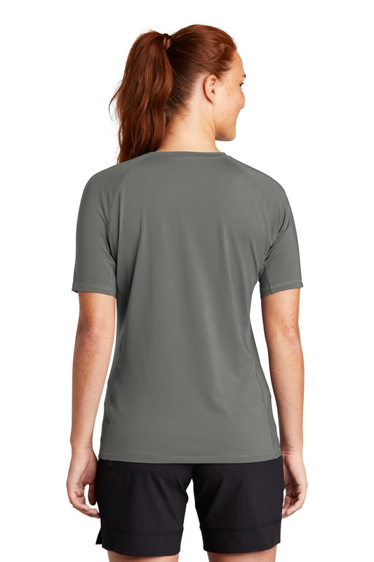 Sport-Tek  Women's Rashguard Tee. LST470 Dark Smoke Grey