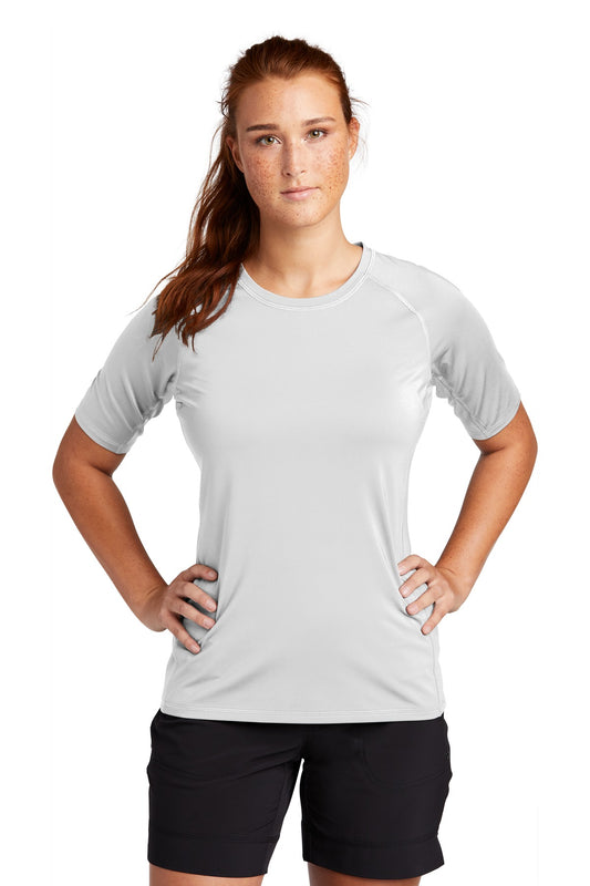 Sport-Tek  Women's Rashguard Tee. LST470 White