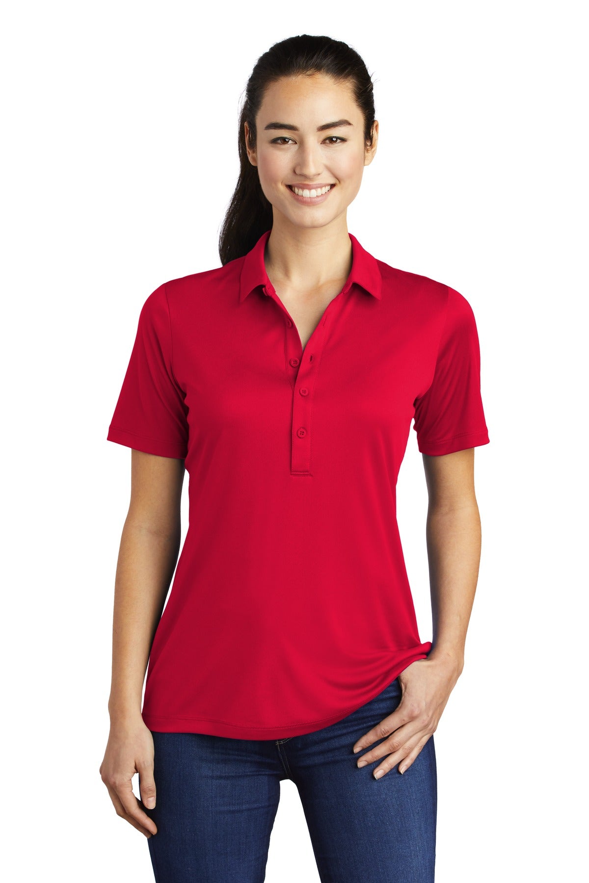 Sport-Tek Women's Posi-UV  Pro Polo.  LST520 True Red