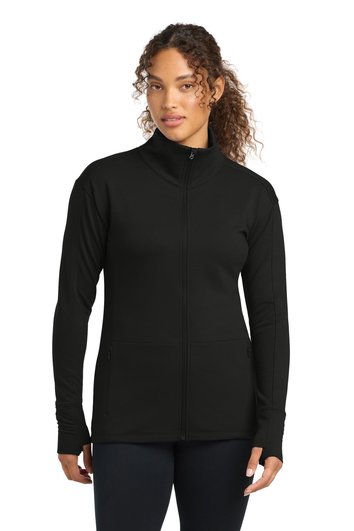 Sport-Tek Women's Sport-Wick Flex Fleece Full-Zip LST560 Black