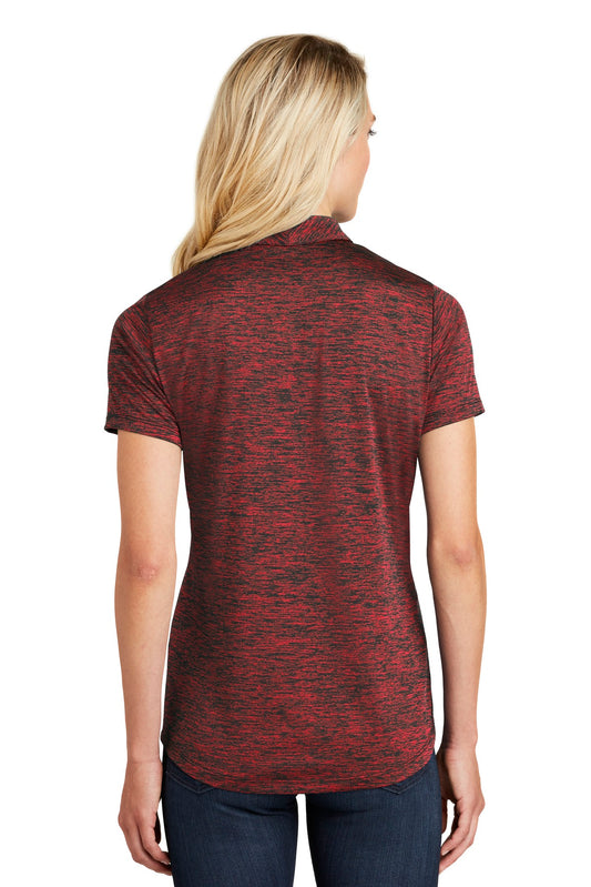 Sport-Tek  Women's PosiCharge  Electric Heather Polo. LST590 Deep Red/ Black Electric