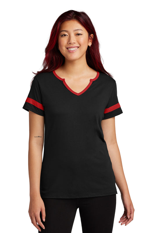 Sport-Tek Women's Halftime Notch Neck Tee LST6041 Black/ Deep Red