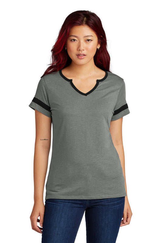 Sport-Tek Women's Halftime Notch Neck Tee LST6041 Vintage Heather/ Black