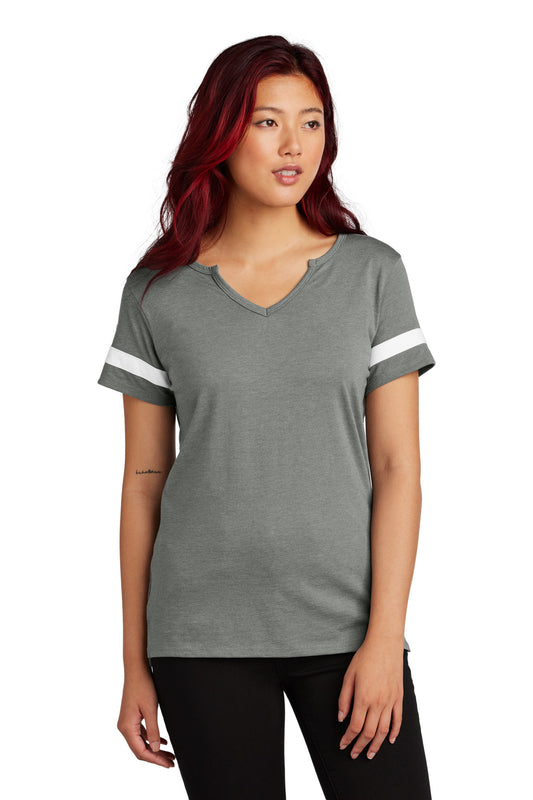 Sport-Tek Women's Halftime Notch Neck Tee LST6041 Vintage Heather/ White