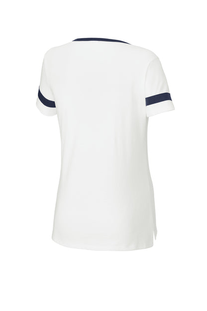 Sport-Tek Women's Halftime Notch Neck Tee LST6041 White/ True Navy
