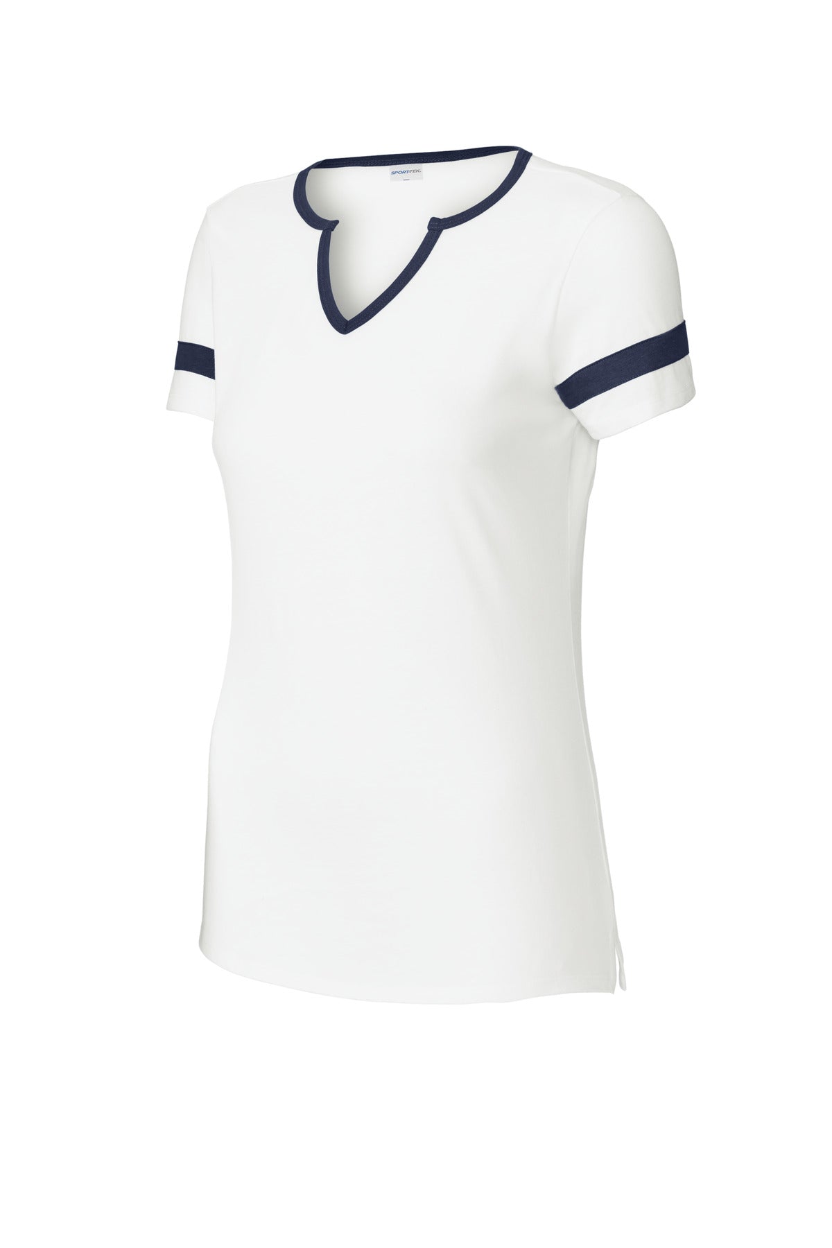 Sport-Tek Women's Halftime Notch Neck Tee LST6041 White/ True Navy