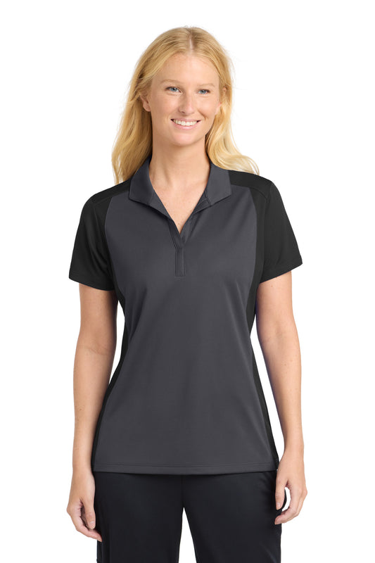 Sport-Tek Women's Colorblock Micropique Sport-Wick Polo LST652 Iron Grey/ Black