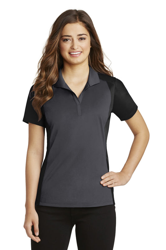 Sport-Tek Women's Colorblock Micropique Sport-Wick Polo. LST652 Iron Grey/ Black