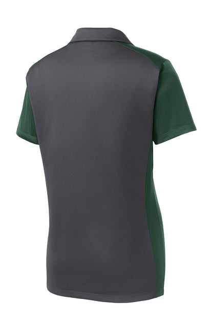 Sport-Tek Women's Colorblock Micropique Sport-Wick Polo. LST652 Iron Grey/ Forest Green