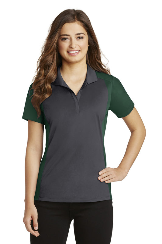 Sport-Tek Women's Colorblock Micropique Sport-Wick Polo. LST652 Iron Grey/ Forest Green