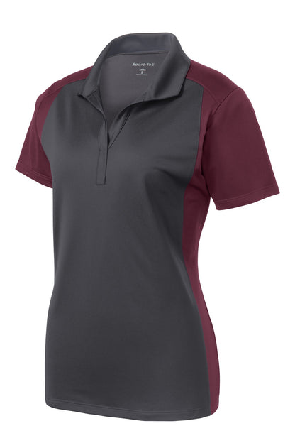 Sport-Tek Women's Colorblock Micropique Sport-Wick Polo. LST652 Iron Grey/ Maroon