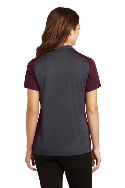 Sport-Tek Women's Colorblock Micropique Sport-Wick Polo. LST652 Iron Grey/ Maroon