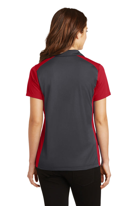 Sport-Tek Women's Colorblock Micropique Sport-Wick Polo. LST652 Iron Grey/ True Red
