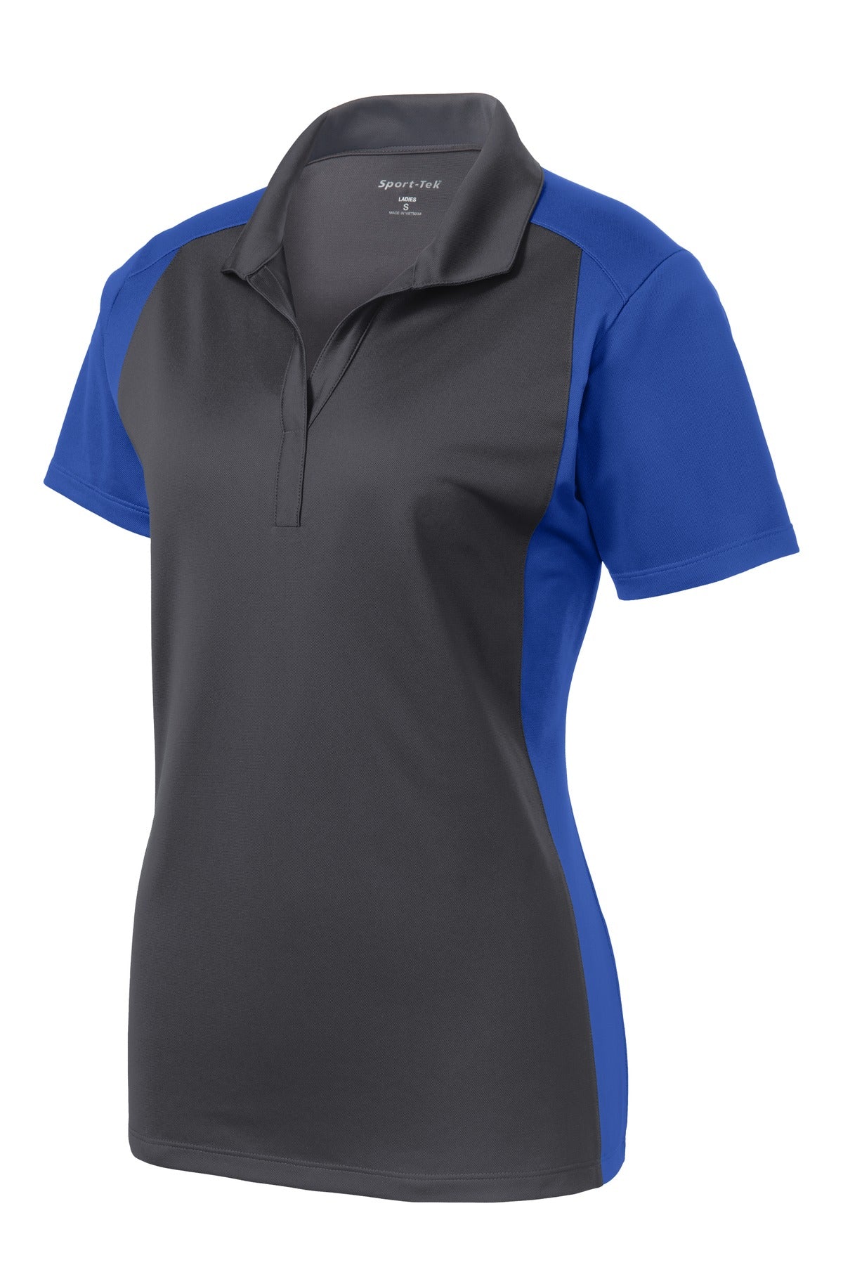 Sport-Tek Women's Colorblock Micropique Sport-Wick Polo. LST652 Iron Grey/ True Royal