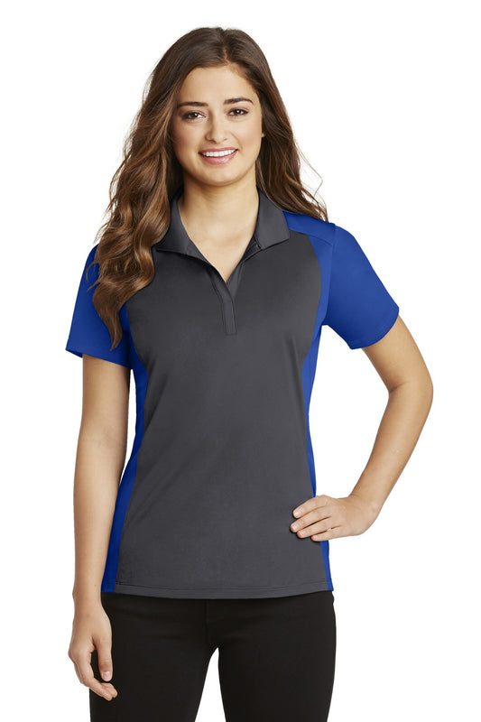 Sport-Tek Women's Colorblock Micropique Sport-Wick Polo. LST652 Iron Grey/ True Royal
