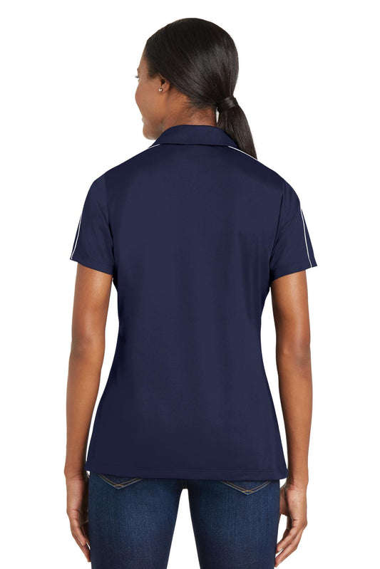 Sport-Tek Women's Micropique Sport-Wick Piped Polo. LST653 True Navy/ White