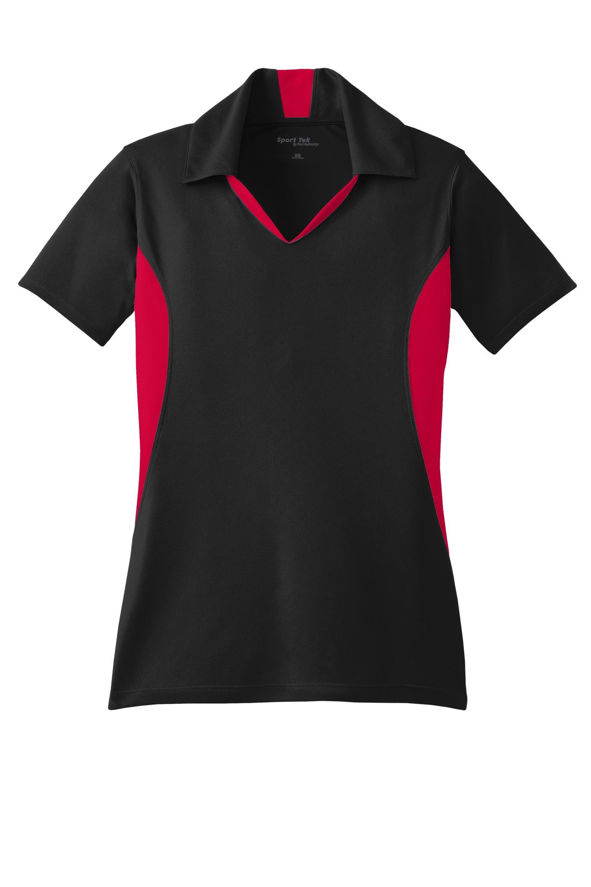 Sport-Tek Women's Side Blocked Micropique Sport-Wick Polo. LST655 Black/ Deep Red