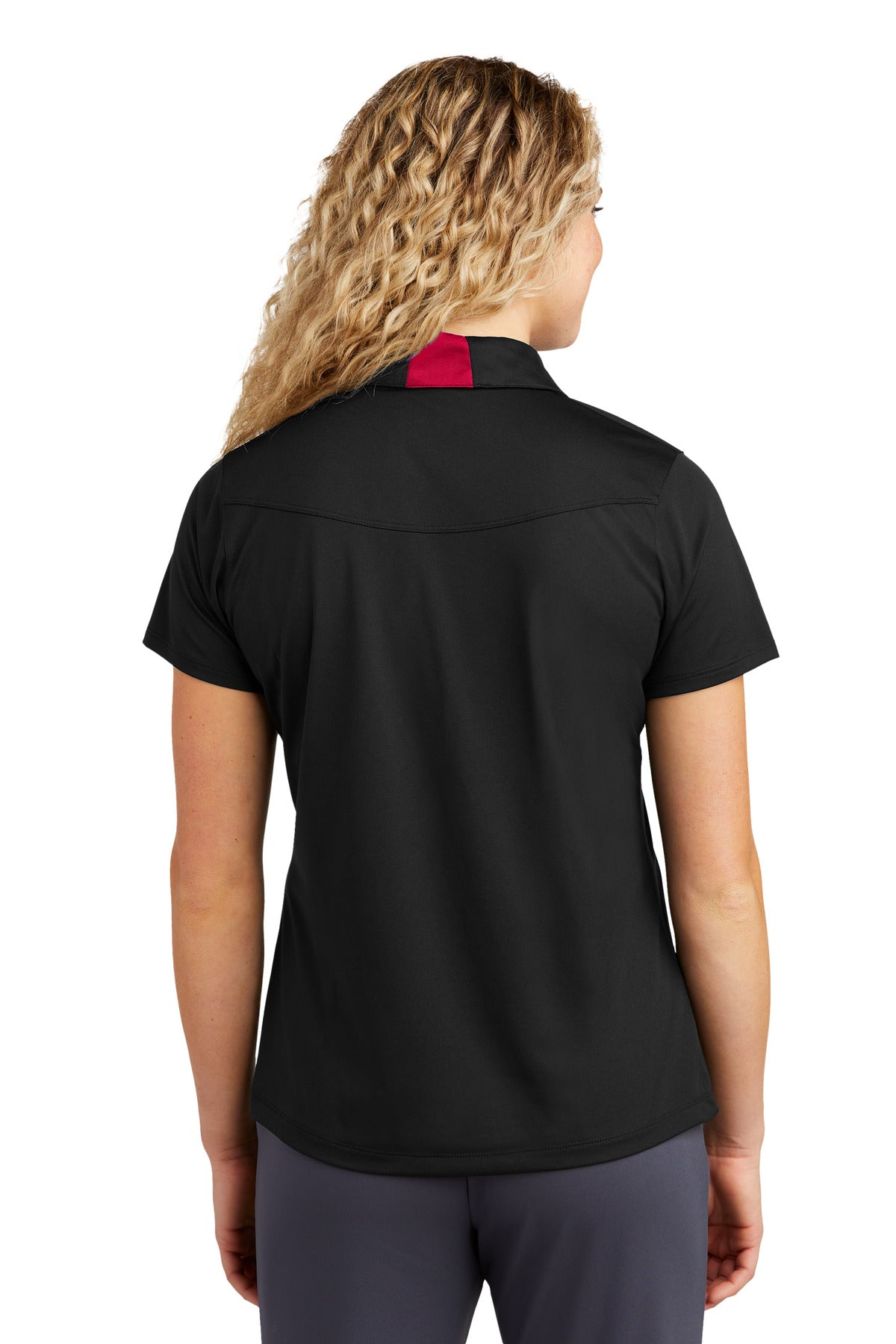 Sport-Tek Women's Side Blocked Micropique Sport-Wick Polo. LST655 Black/ Deep Red