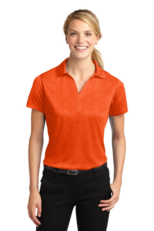 Sport-Tek Women's Heather Contender Polo. LST660 Deep Orange Heather