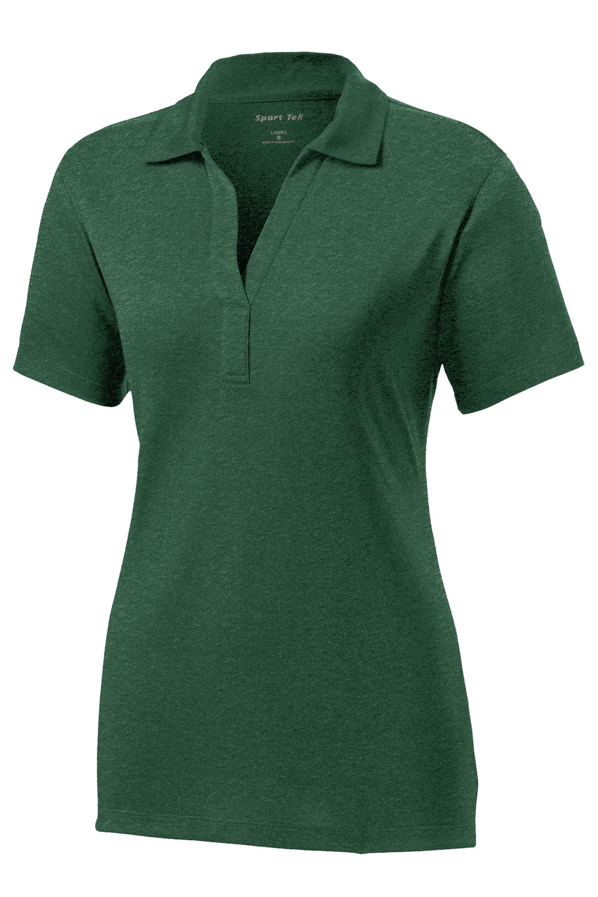 Sport-Tek Women's Heather Contender Polo. LST660 Forest Green Heather