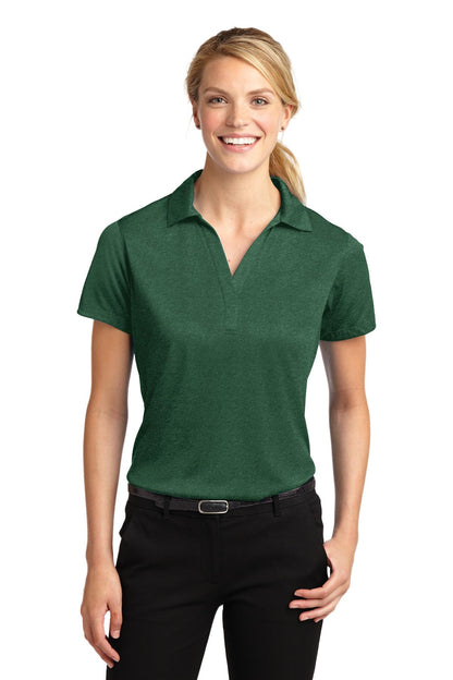 Sport-Tek Women's Heather Contender Polo. LST660 Forest Green Heather