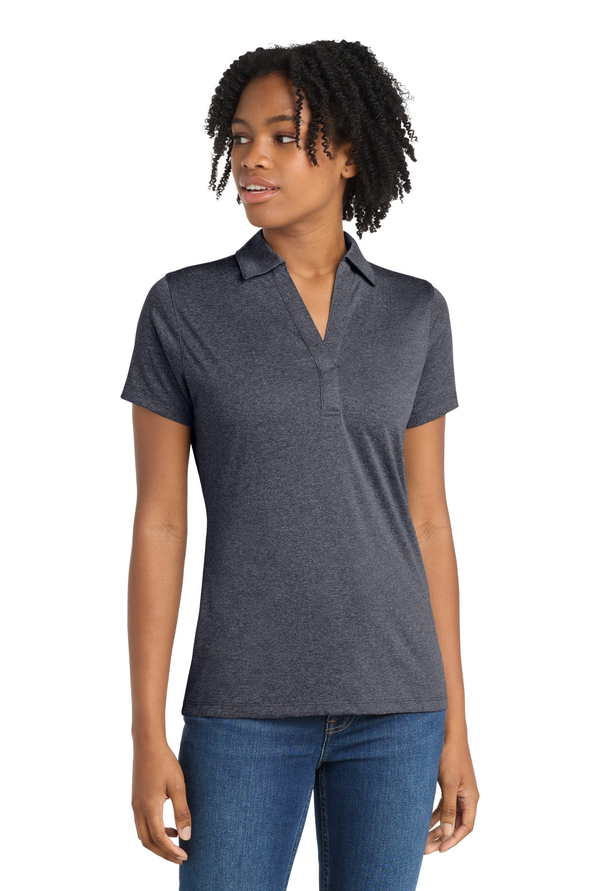Sport-Tek Women's Heather Contender Polo LST660 Graphite Heather