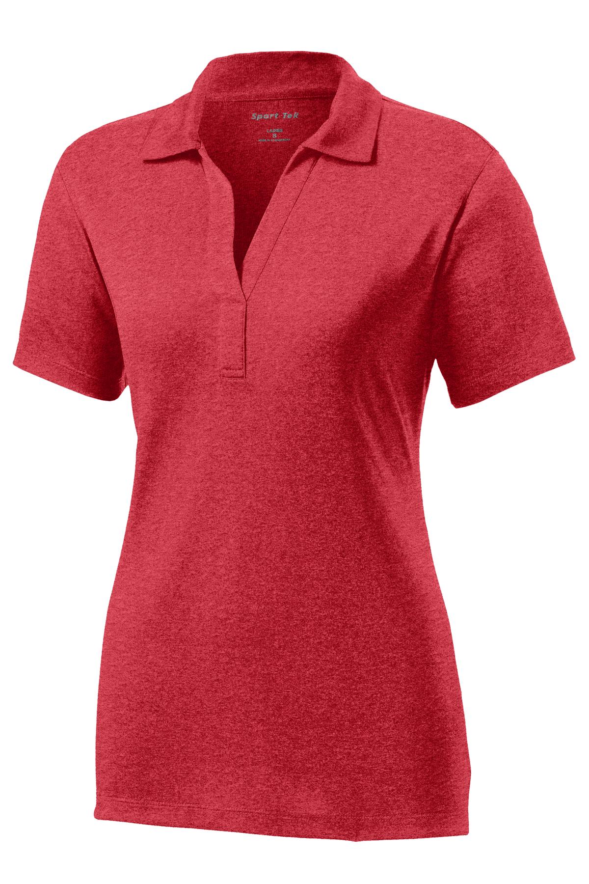 Sport-Tek Women's Heather Contender Polo. LST660 Scarlet Heather