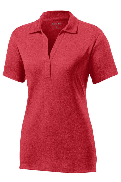 Sport-Tek Women's Heather Contender Polo. LST660 Scarlet Heather
