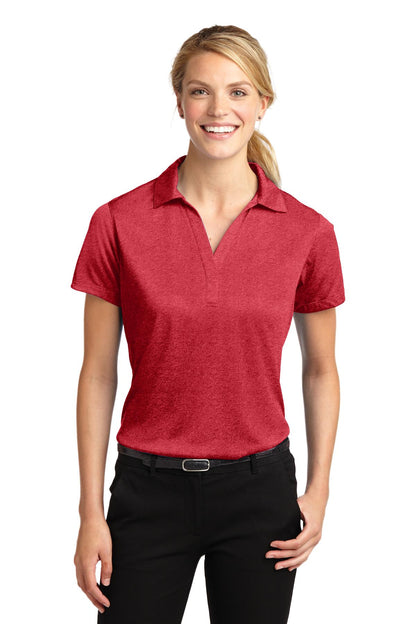 Sport-Tek Women's Heather Contender Polo. LST660 Scarlet Heather