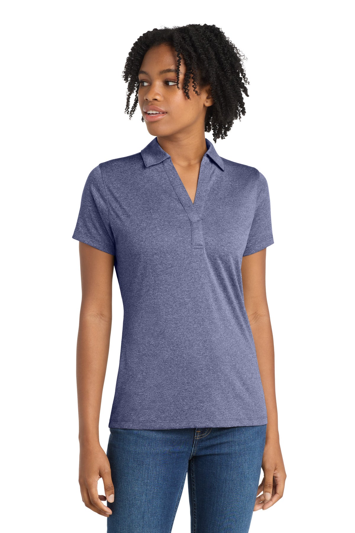 Sport-Tek Women's Heather Contender Polo LST660 True Navy Heather
